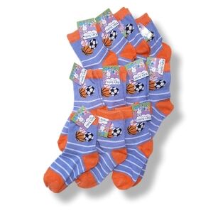 3/$20 11 Pairs Boys NEW Socks Striped Sports Basketball Soccer Baseball